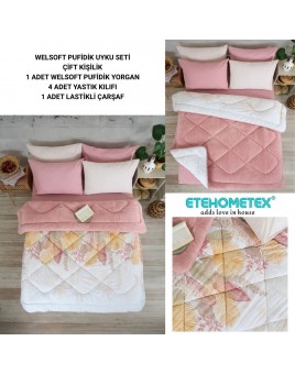 ETE HOMETEX ÇİFT KİŞİLİK WELSOFT UYKU SETİ ALENA PUDRA 8696474231975